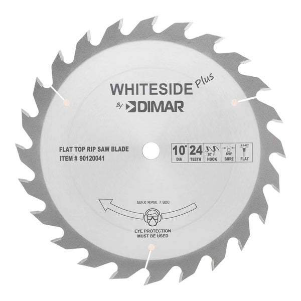 Whiteside Plus 10" Standard Ripping Blade- 10"OD, 24T, 5/8"B, FLAT
