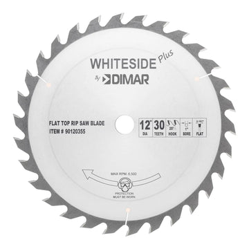 Whiteside Plus 12" Standard Ripping Blade- 12"OD, 30T, 1"B, FLAT