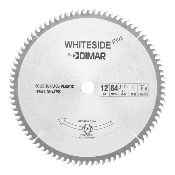 Whiteside Plus 12" Plastic Cutting Blade- 12"OD, 84T, 1"B, U-PLASTIC