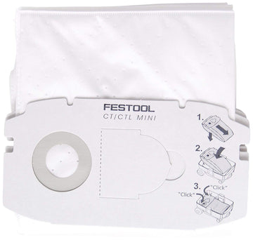 Festool 498410 Self Clean Filter Bag for CT MINI  5 pack