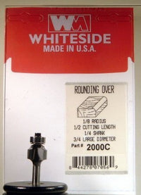 Whiteside Router Bits 2000C Round Over Bit with 1/8-Inch Radius, 3/4-Inch Large Diameter and 1/2-Inch Cutting Length