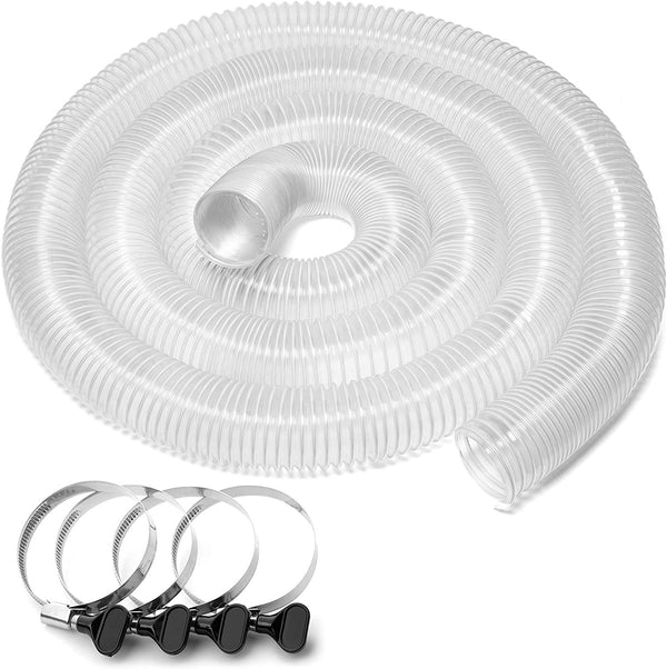 Yellowhammer Dust Management Deluxe Ultra Clear Flexible Wire Reinforced PVC 2.5 Inch x 20 Foot Dust Collection Hose with 4 Each Key Hose Clamps