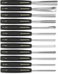 Yellowhammer Full Size Wood Carving Tools 12 Piece Set - Gouges and Chisels for Beginners, Hobbyists and Professionals featuring Beech Handles, Alloy Chromium Vanadium Steel Blades and Attractive Case