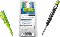 Pica 3030 + 4040 Dry Pen including Special Lead Base Set, Carpenter's Pencil, Green, Blue, White