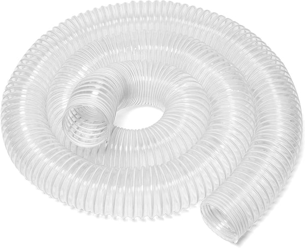 Yellowhammer Dust Management Deluxe Ultra Clear Flexible Wire Reinforced PVC 2.5 Inch x 10 Foot Dust Collection Hose with 2 Each Key Hose Clamps