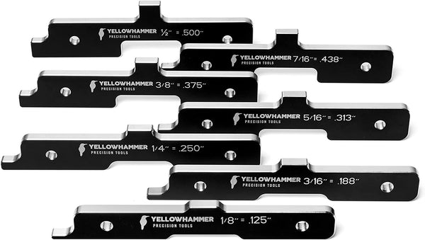 Yellowhammer 7 Piece Ultra Precision Router Table Setup Bars | 3-Gauges-In-One, Perfect For A Wide Variety of Applications | Includes Lasered Size Markings and Attractive Case